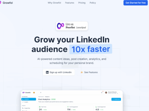 Growfol LinkedIn Content Creation Tool — Effortless AI-Powered Posts & Growth