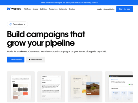 Webflow Campaigns product page screenshot
